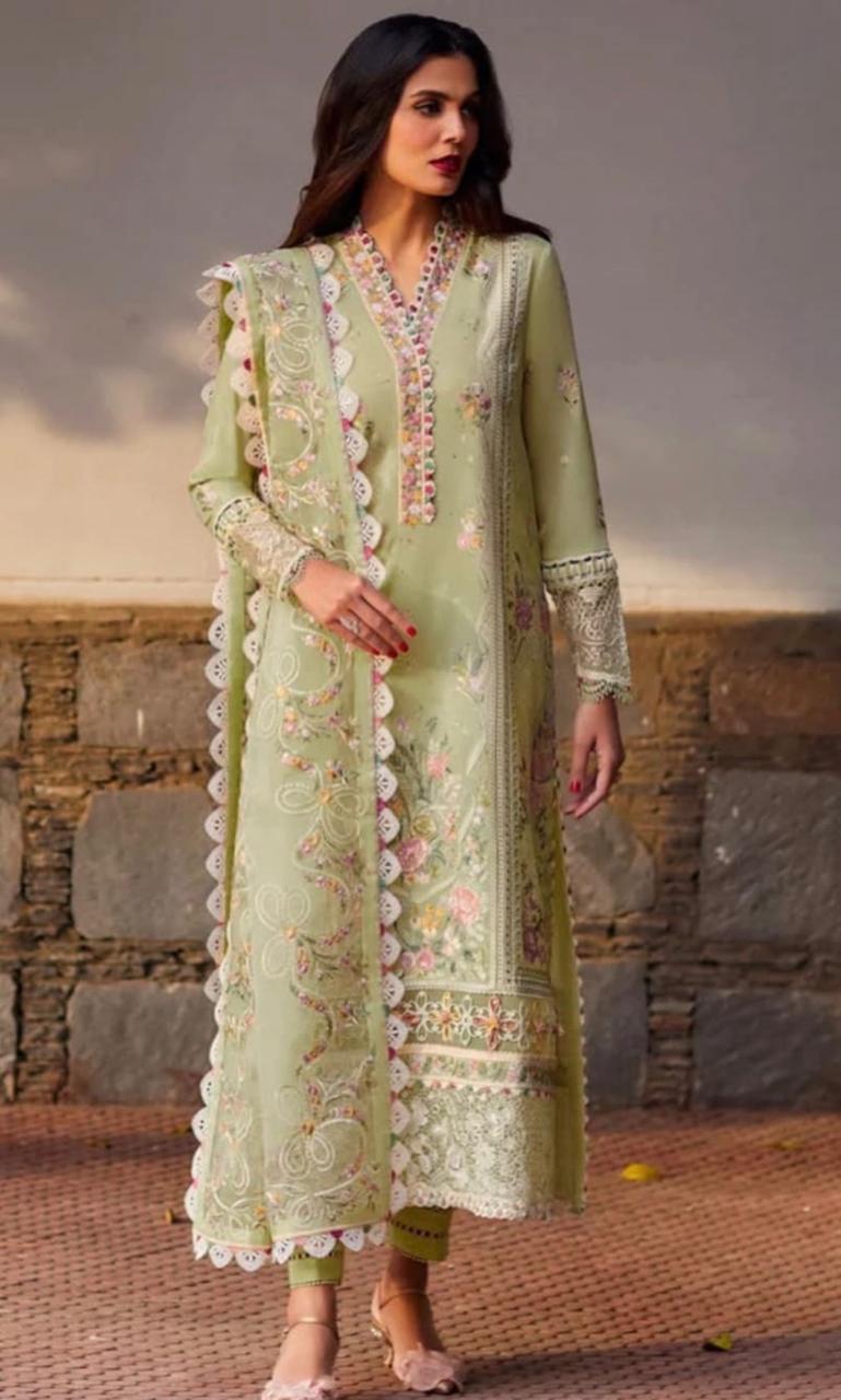 Nazakat Pistachio Grace Embroidered Luxury Suit