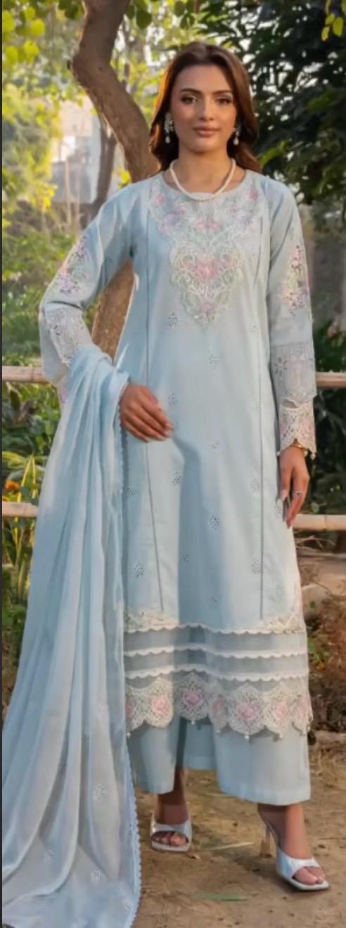 Nazakat – Celeste Blue Embroidered Lawn Suit